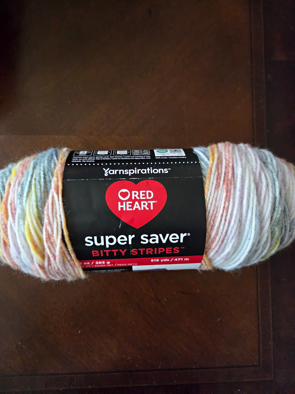 Red Heart Super Saver Bitty Stripes "Rainbow Mist" Acrylic Worsted 4 10oz E900